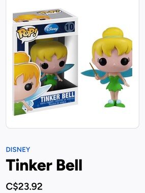Disney Tinker Bell Vinyl Figure - Yellow Hair, Green Dress, Blue Wings